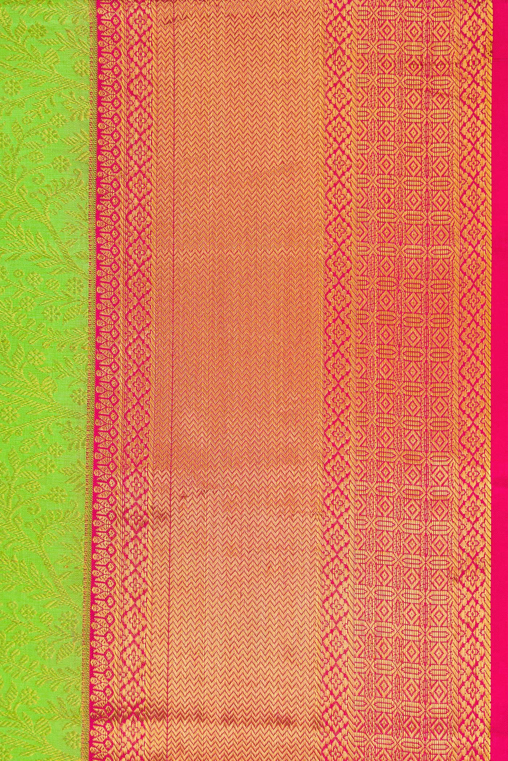 Border image of Parrot Green Dual Tone Kanchipuram Silk Saree with Zari Brocade on the body and Zari Border. 