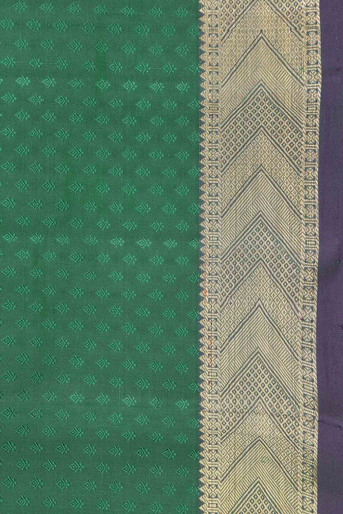 Border image of Green Dual Tone Kanchipuram Saree with Jacquard With Zari Butta on the body and Zari Border