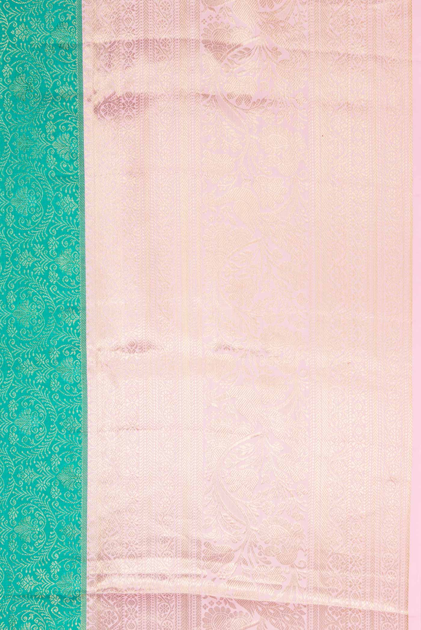 Border image of Green Dual Tone Kanjivaram Silk Saree with Zari Brocade on the body and Zari Border. 