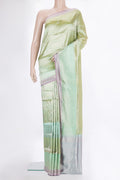 Pure Silk Multi Color Banarasi Saree with Zari Brocade on the body and Zari Border.  displayed on a mannequin