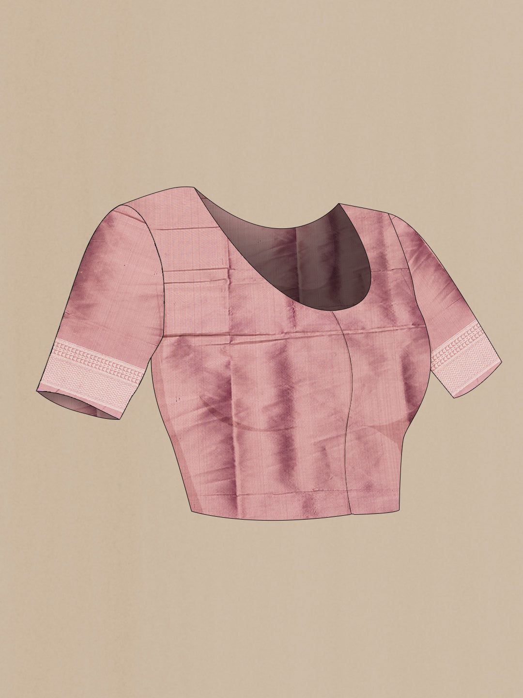 Close up image of the blouse of Pink Dual Tone Banarasi Silk Saree with Zari Brocade on the body and Zari Border