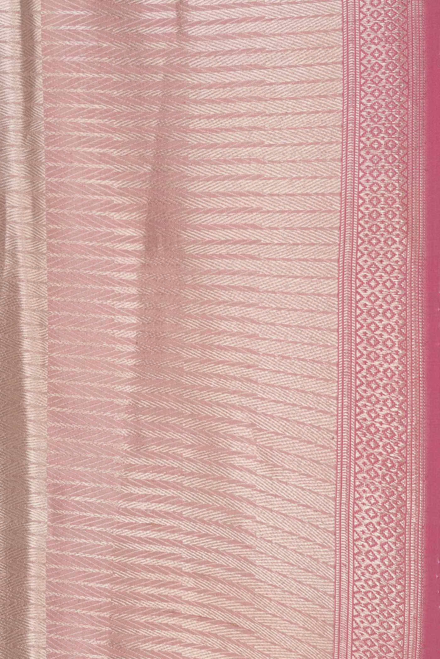 Border image of Pink Dual Tone Banarasi Silk Saree with Zari Brocade on the body and Zari Border