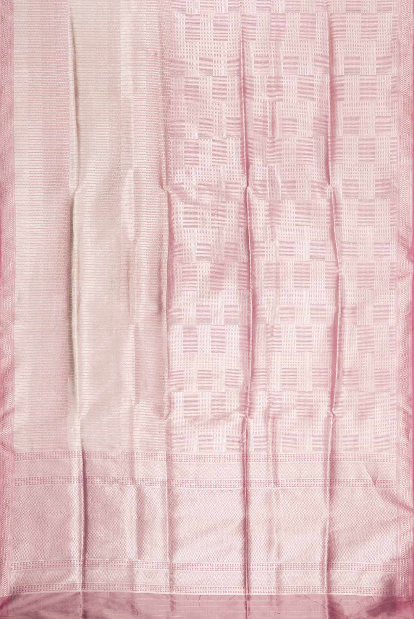 Flat view of Pink Dual Tone Banarasi Silk Saree with Zari Brocade on the body and Zari Border