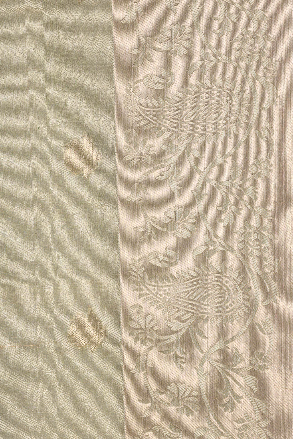 Border image of Pista Green Dual Tone Organza Silk Saree with Zari Brocade on the body and Zari Border. 