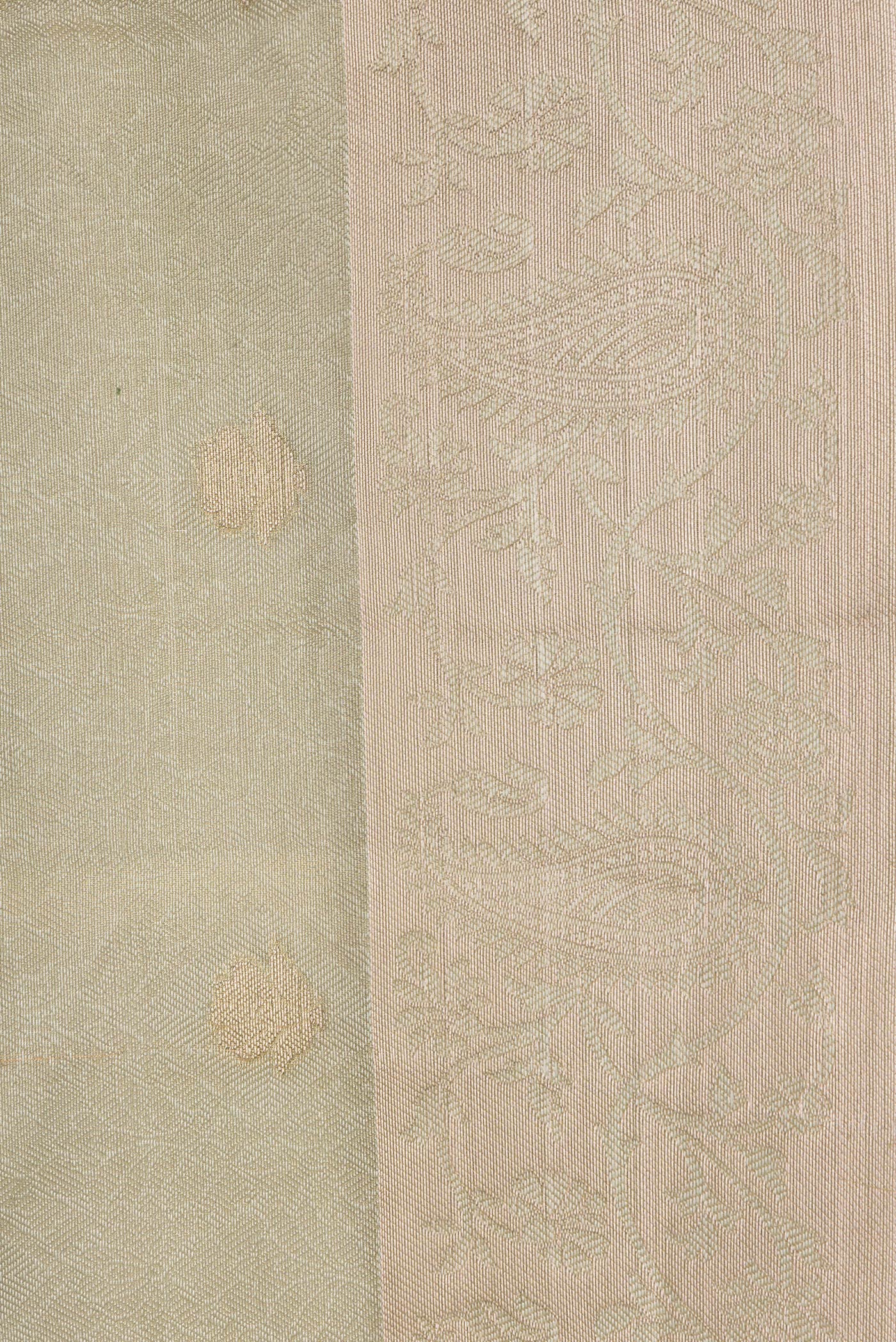 Border image of Pista Green Dual Tone Organza Silk Saree with Zari Brocade on the body and Zari Border. 
