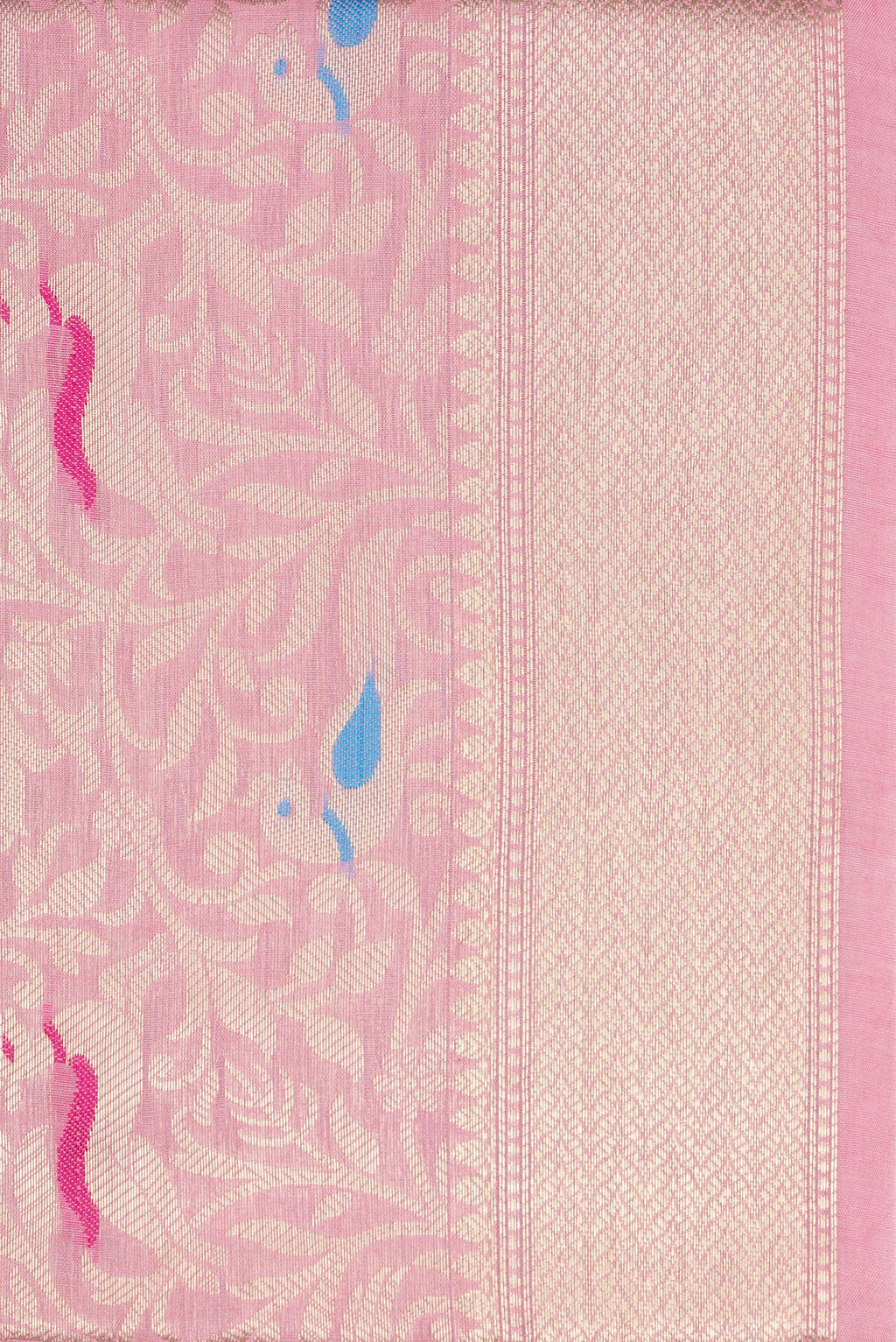 Border image of Pink Dual Tone Tussar Silk Saree with Zari Brocade on the body and Zari Border. 