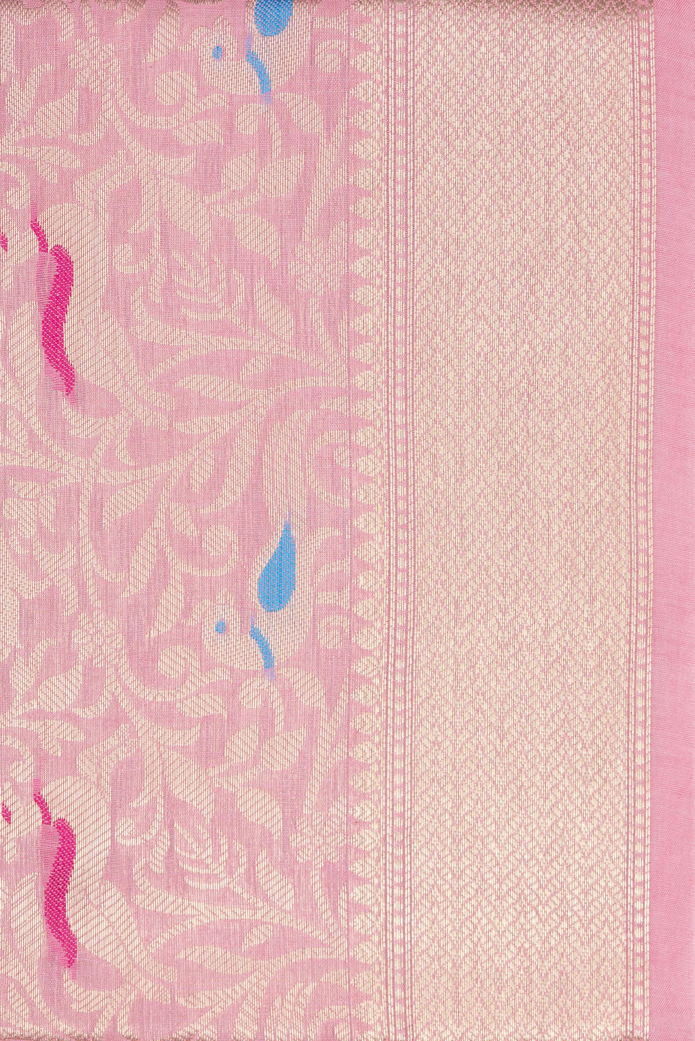 Border image of Pink Dual Tone Tussar Silk Saree with Zari Brocade on the body and Zari Border. 