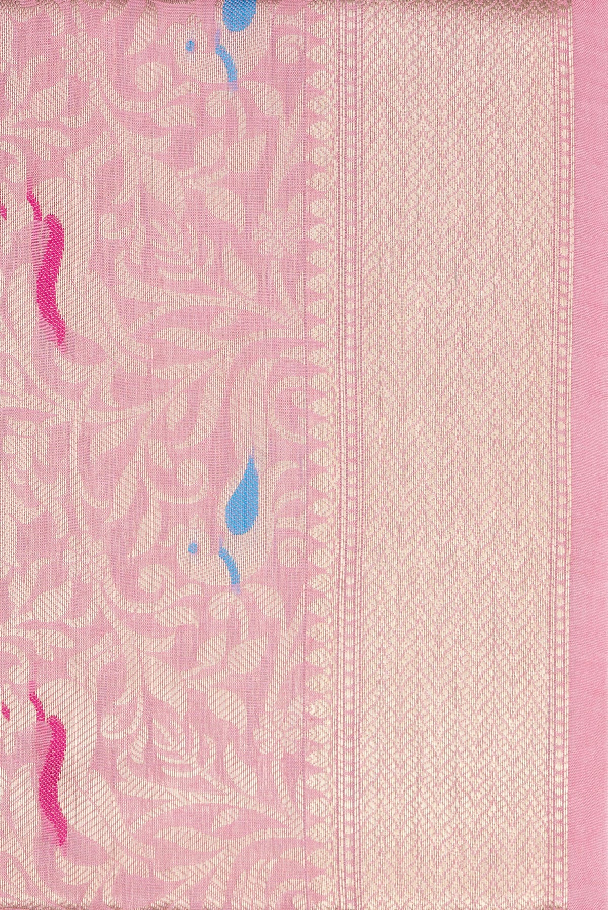 Border image of Pink Dual Tone Tussar Silk Saree with Zari Brocade on the body and Zari Border. 