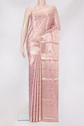 Pink Dual Tone Tussar Silk Saree with Zari Brocade on the body and Zari Border.  displayed on a mannequin