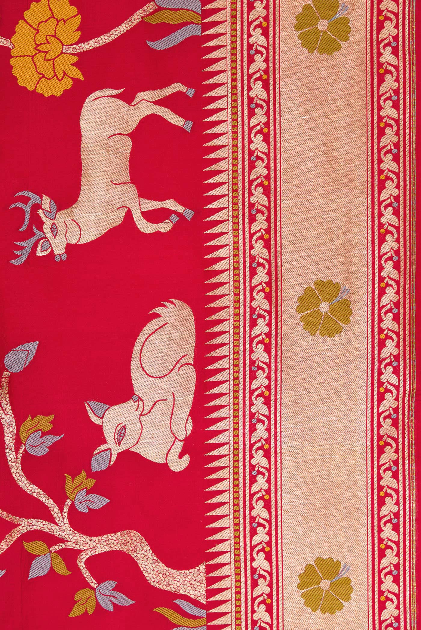 Border image of Maroon Dual Tone Banarasi Silk Saree with Zari Brocade on the body and Fancy Border. 