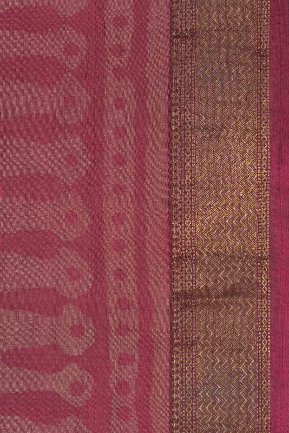 Border image of Pure Silk Pink Dual Tone Tussar Saree with Printed design on the body and Zari Border. 