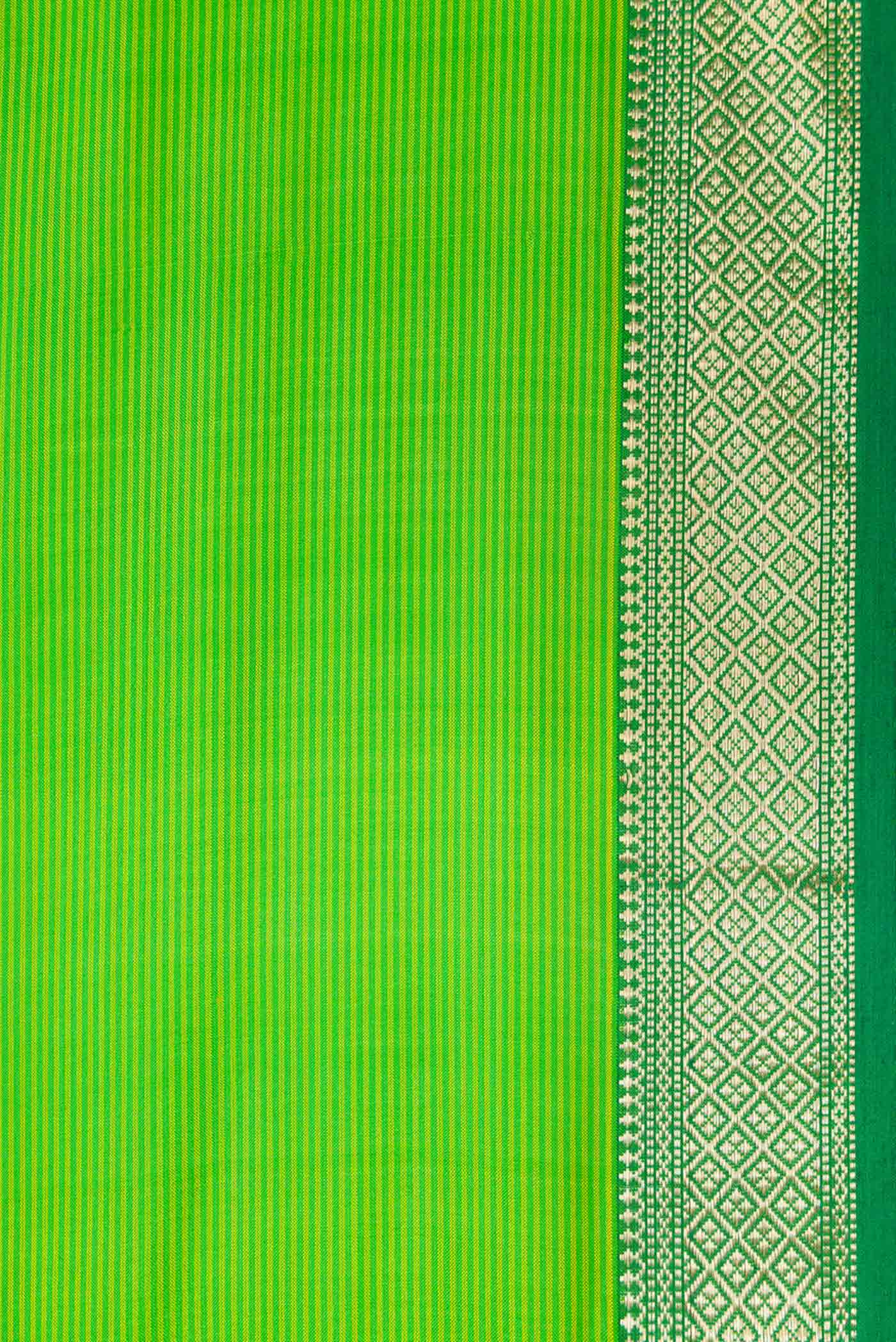 Border image of Green Dual Tone Maheshwari Silk Saree with Stripes on the body and Zari Border. 