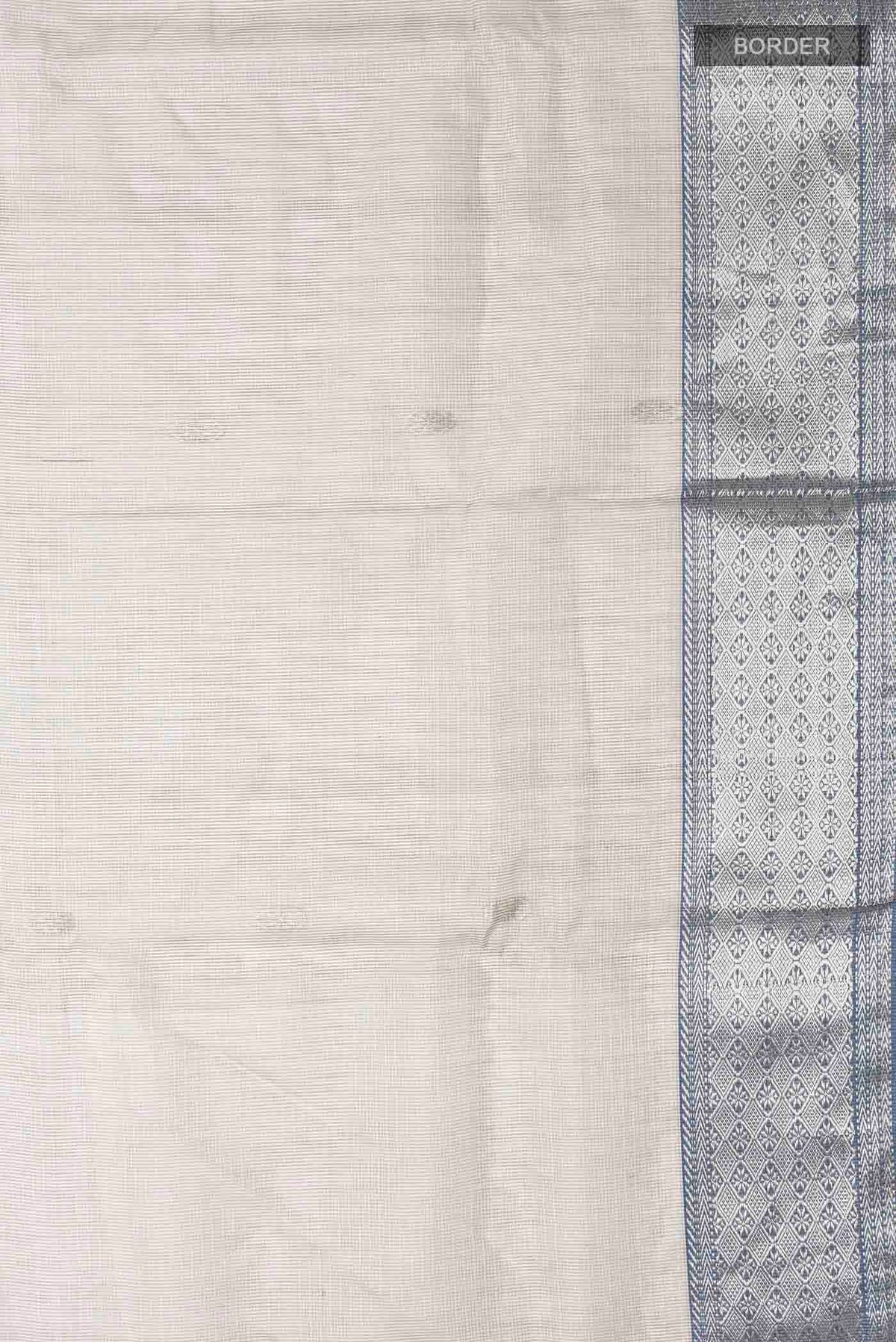 Border image of Grey Maheshwari Silk Cotton Saree with Zari Butta on the body and Zari Border