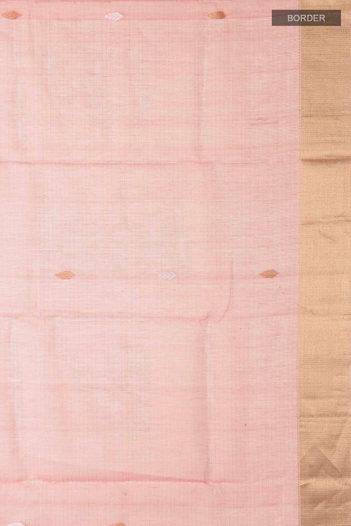 Border image of Coral Maheshwari Silk Cotton Saree with Zari Butta on the body and Zari Border