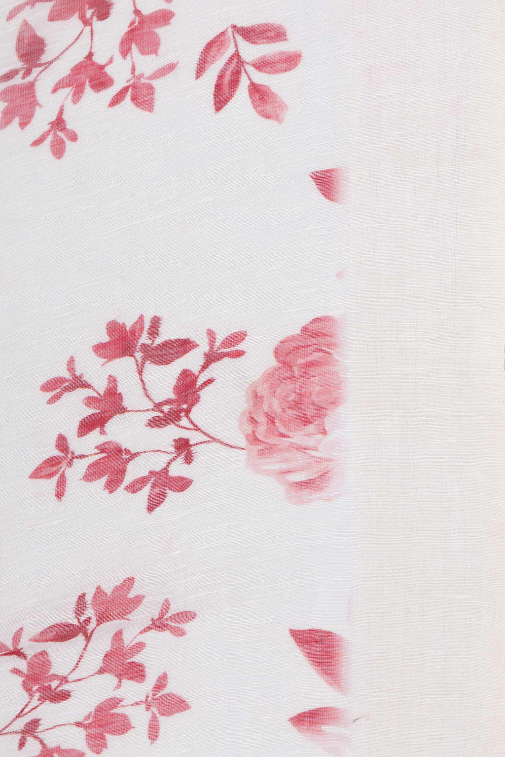 Border image of Off White Dual Tone Linen Saree with Printed design on the body and Plain Border. 