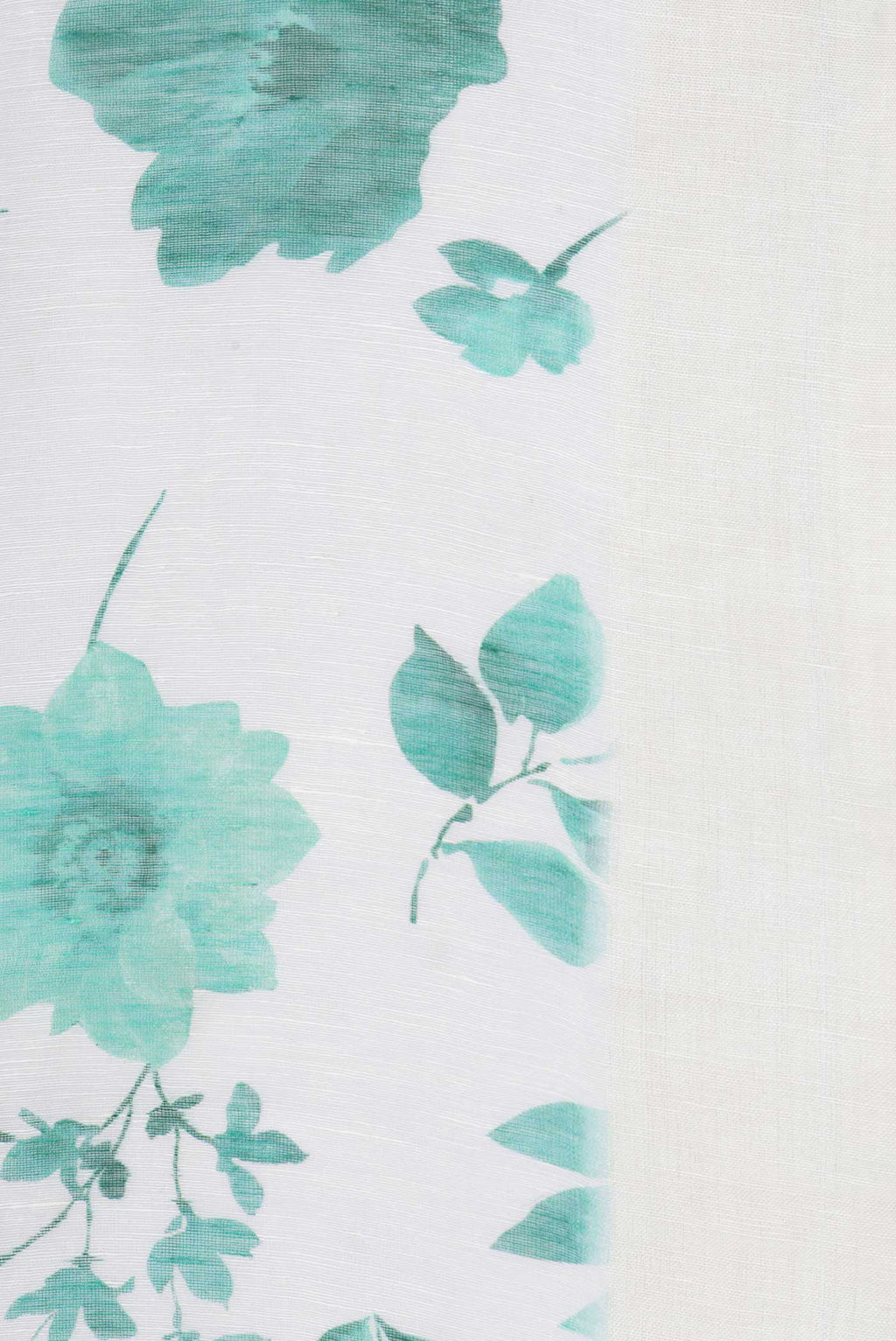 Border image of Off White Dual Tone Linen Saree with Printed design on the body and Plain Border. 