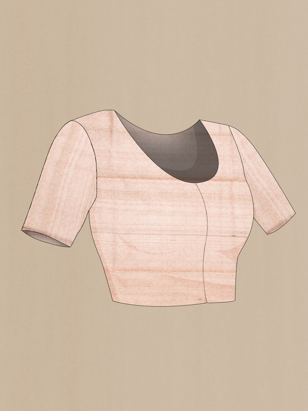 Close up image of the blouse of Pink Dual Tone Organza Silk Saree with Printed design on the body and Plain Border. 