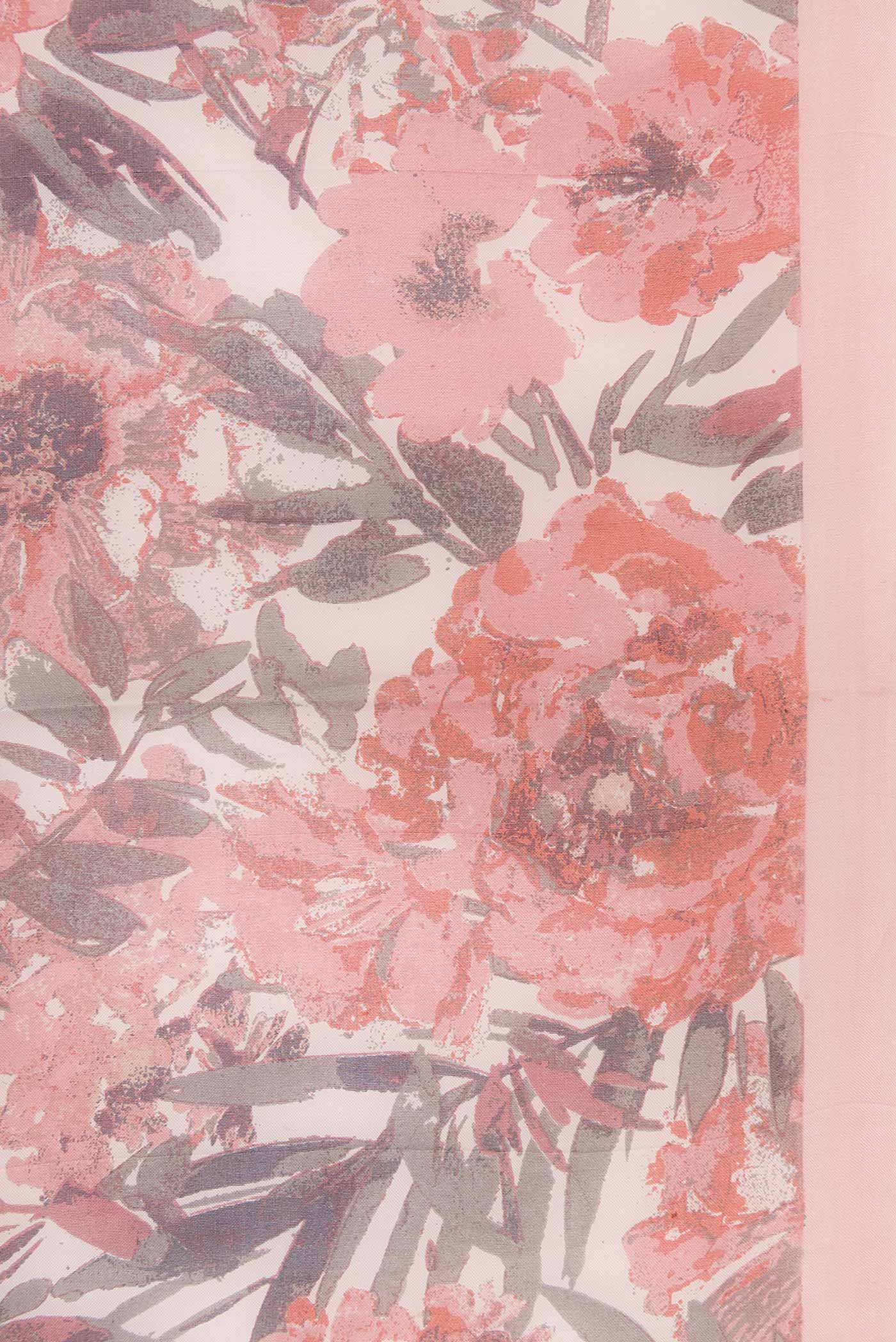 Border image of Pink Dual Tone Organza Silk Saree with Printed design on the body and Plain Border. 