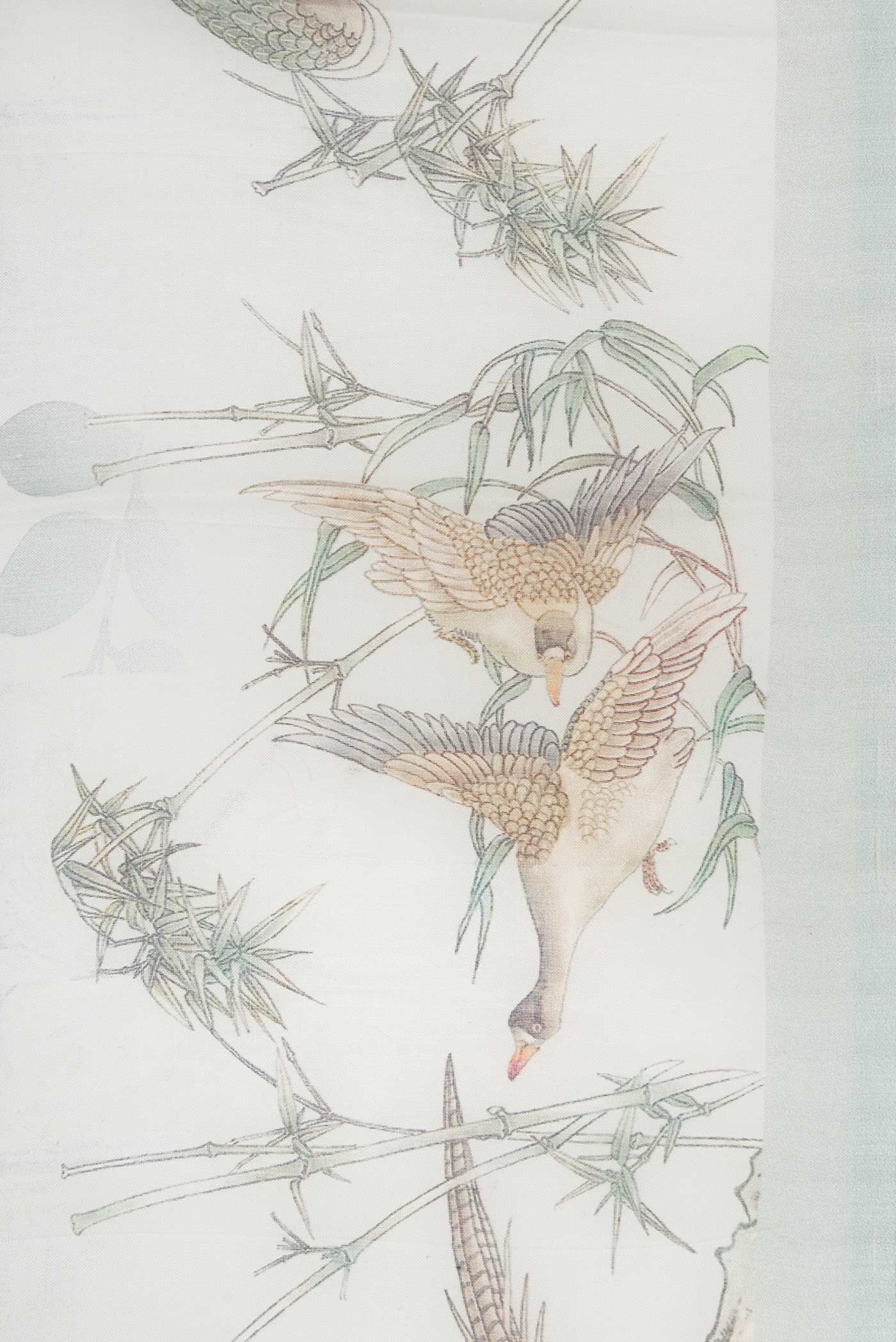 Border image of Grey Dual Tone Organza Silk Saree with Printed design on the body and Zari Border. 