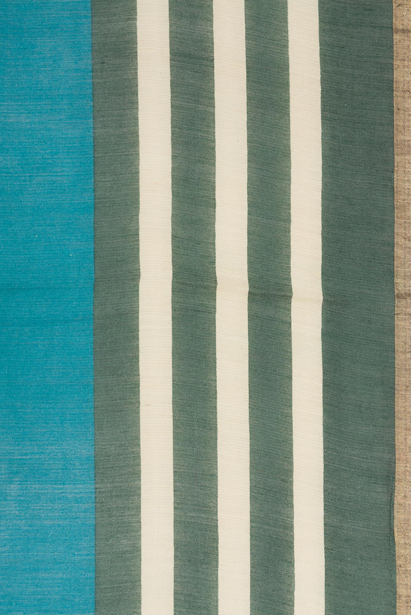 Border image of Peacock Blue Dual Tone Tussar Silk Saree with Embroidery on the body and Embroidery Border. 