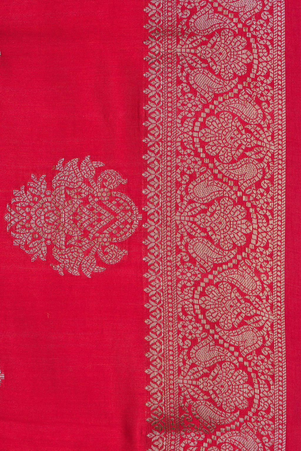 Border image of Maroon Dual Tone Tussar Silk Saree with Zari Butta on the body and Zari Border. 