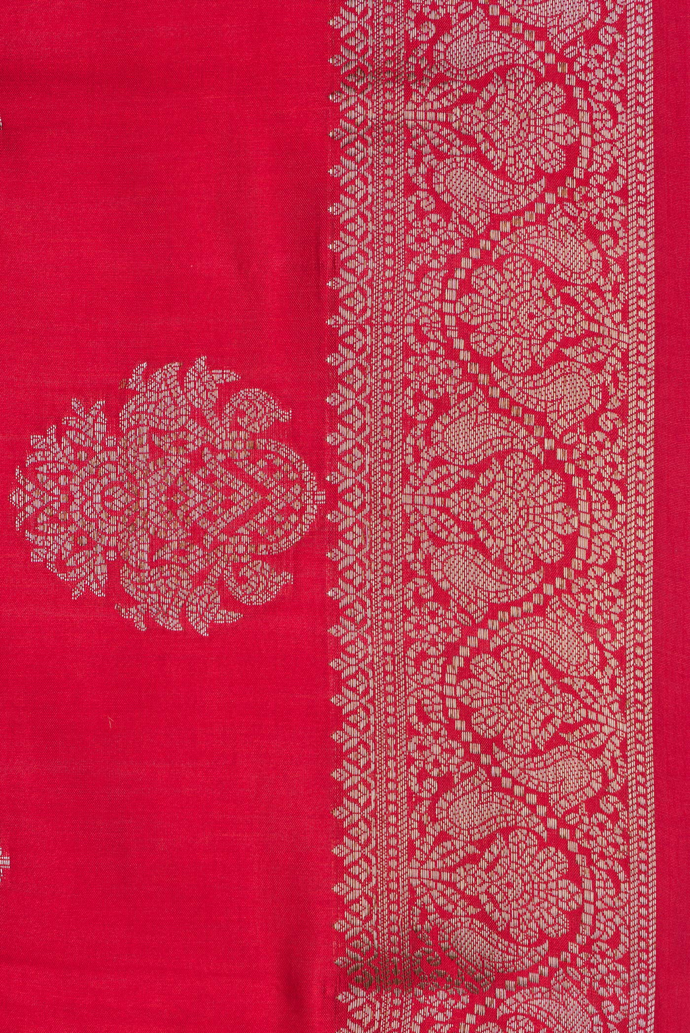 Border image of Maroon Dual Tone Tussar Silk Saree with Zari Butta on the body and Zari Border. 