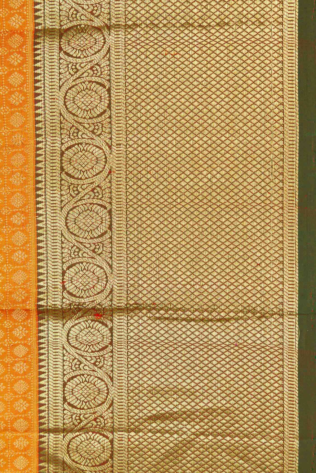 Border image of Mustard Dual Tone Kanchipuram Silk Saree with Zari Brocade on the body and Zari Border