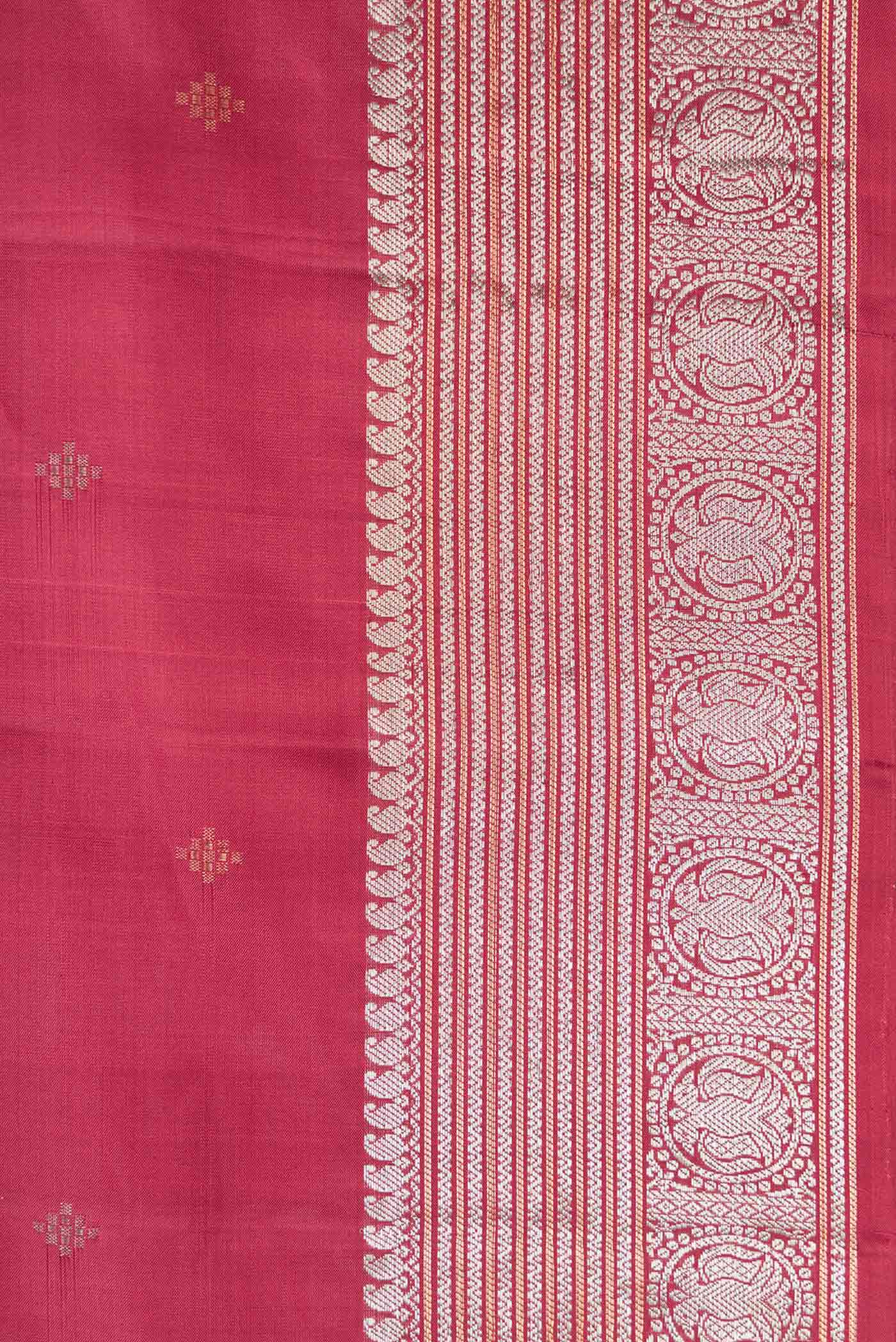 Border image of Maroon Dual Tone Soft Silk Saree with Zari Butta on the body and Zari Border. 