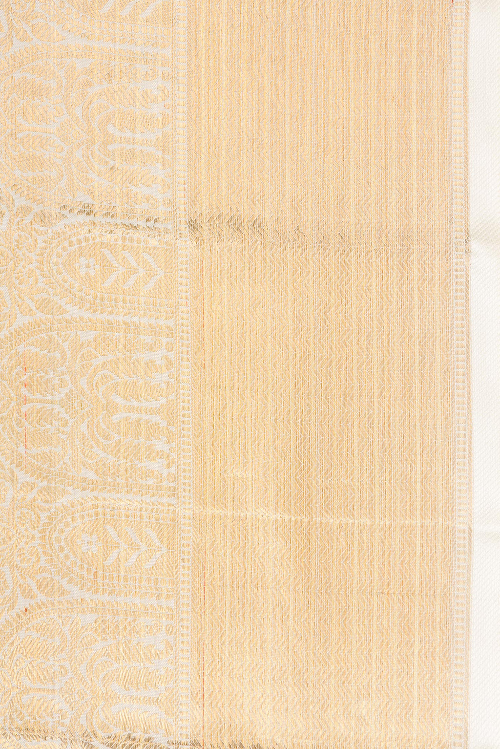 Border image of Off White Dual Tone Kanchipuram Silk Saree with Zari Brocade on the body and Zari Border. 