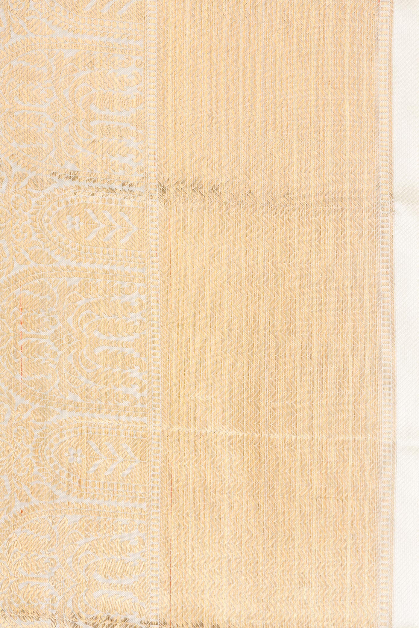 Border image of Off White Dual Tone Kanchipuram Silk Saree with Zari Brocade on the body and Zari Border. 