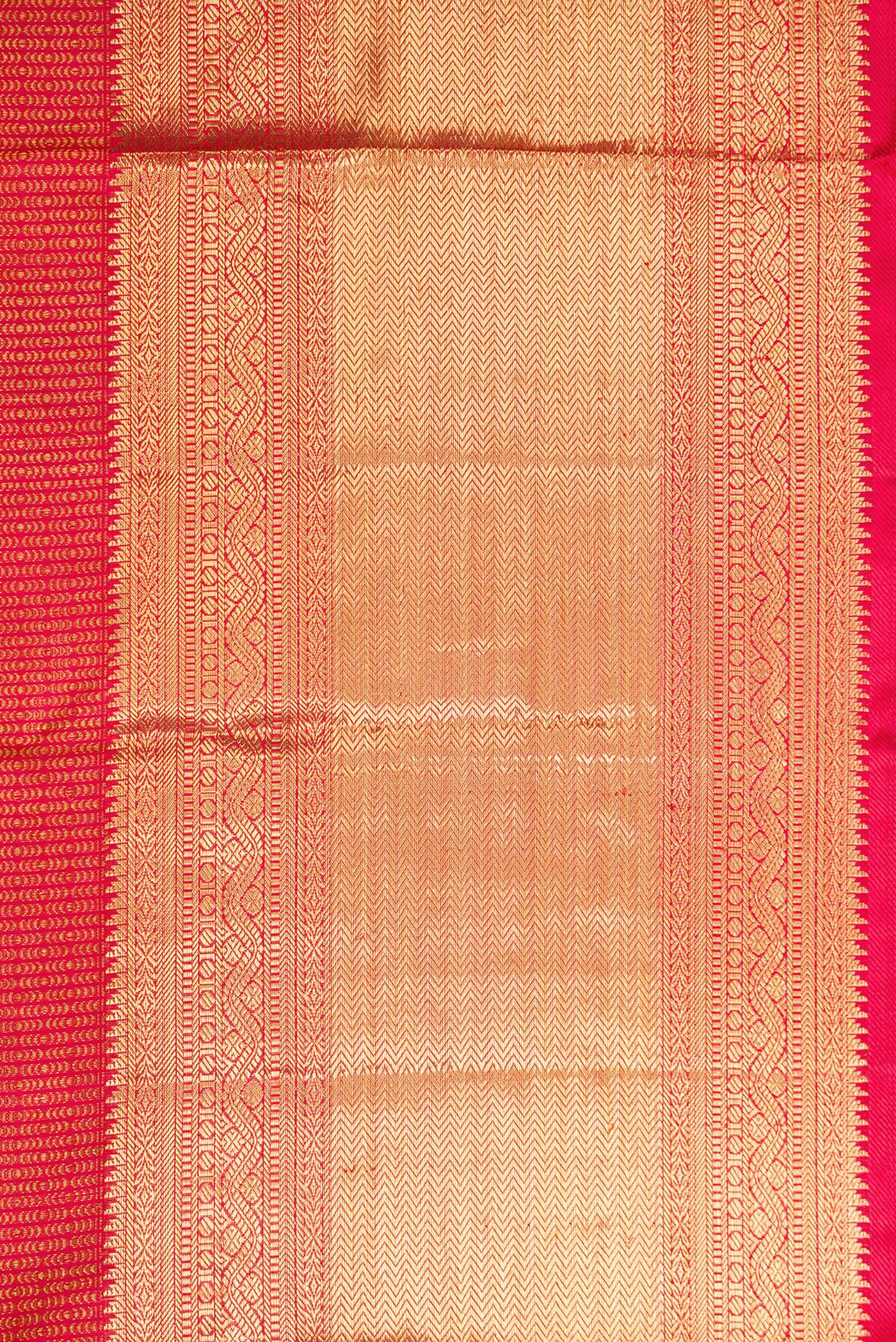 Border image of Red Dual Tone Kanchipuram Silk Saree with Zari Brocade on the body and Zari Border. 