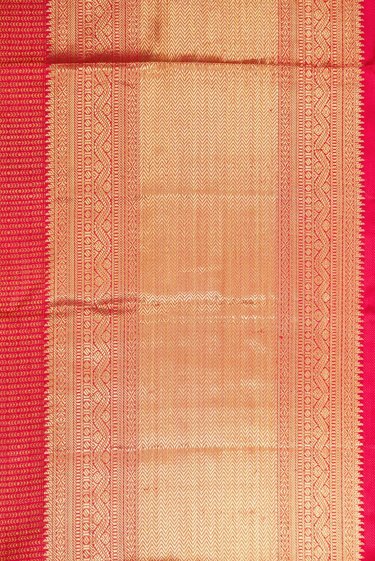Border image of Red Dual Tone Kanchipuram Silk Saree with Zari Brocade on the body and Zari Border. 