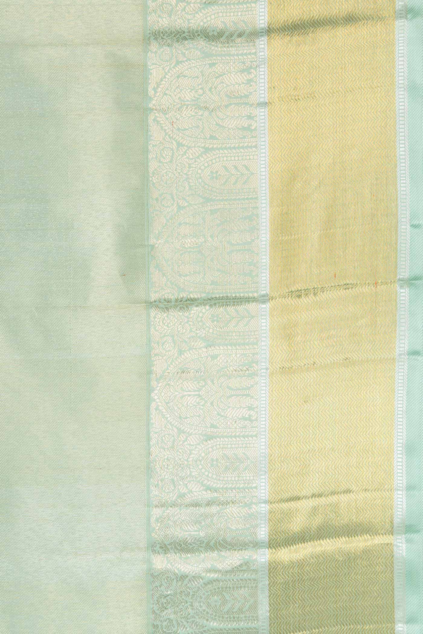 Border image of Light Green Dual Tone Kanchipuram Silk Saree with Zari Brocade on the body and Zari Border. 