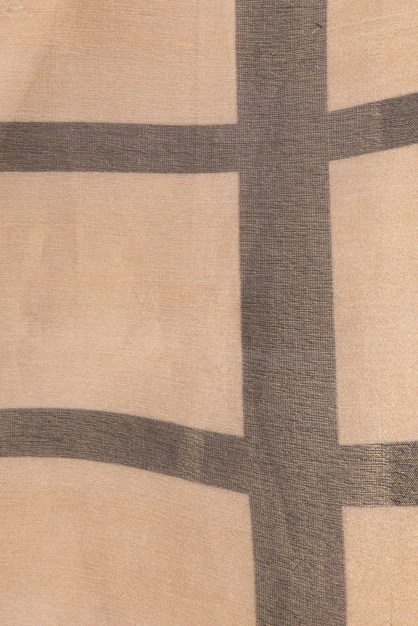 Border image of Sandal Dual Tone Organza Silk Saree with Stripes on the body and Without Border. 