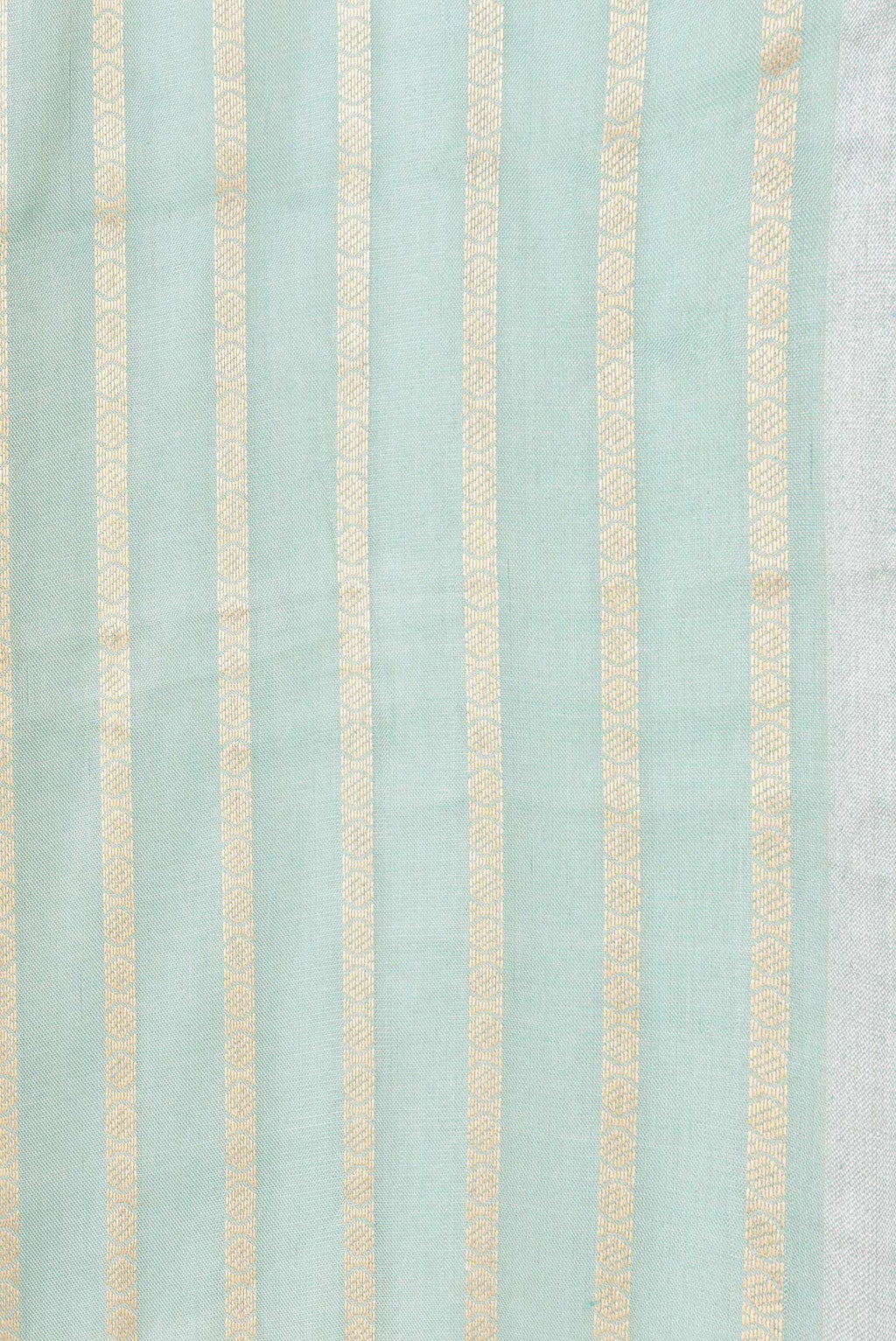 Border image of Sea Green Dual Tone Organza Silk Saree with Stripes on the body and Zari Border. 