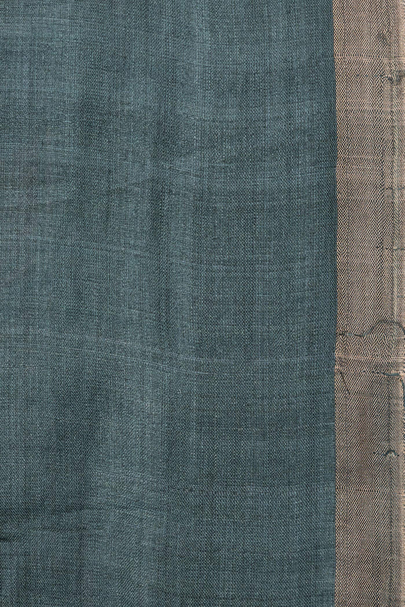 Border image of Beige Dual Tone Tussar Silk Saree with Plain Body and Embroidery Border. 