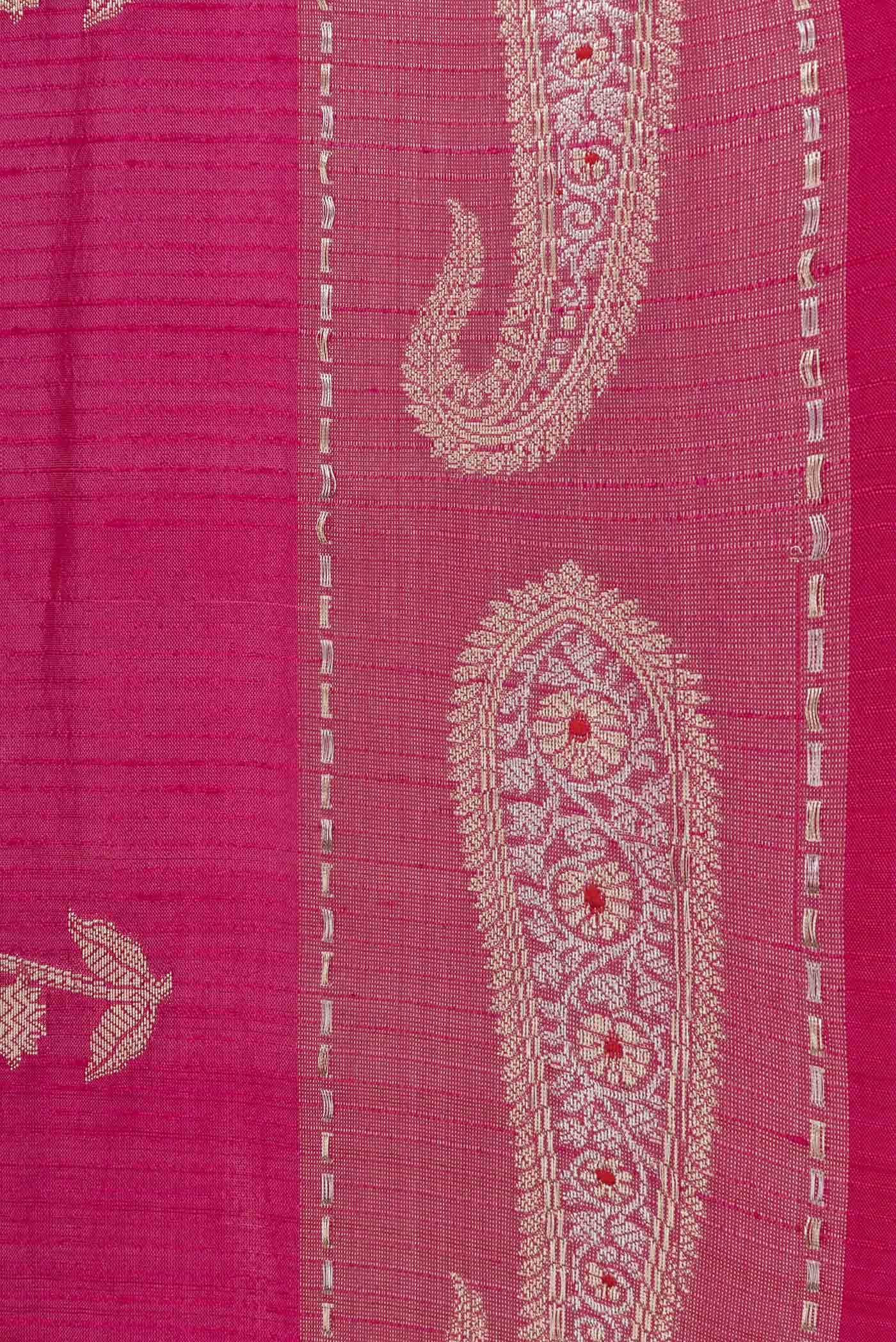 Border image of Pink Dual Tone Tussar Silk Saree with Zari And Thread Butta on the body and Zari Border