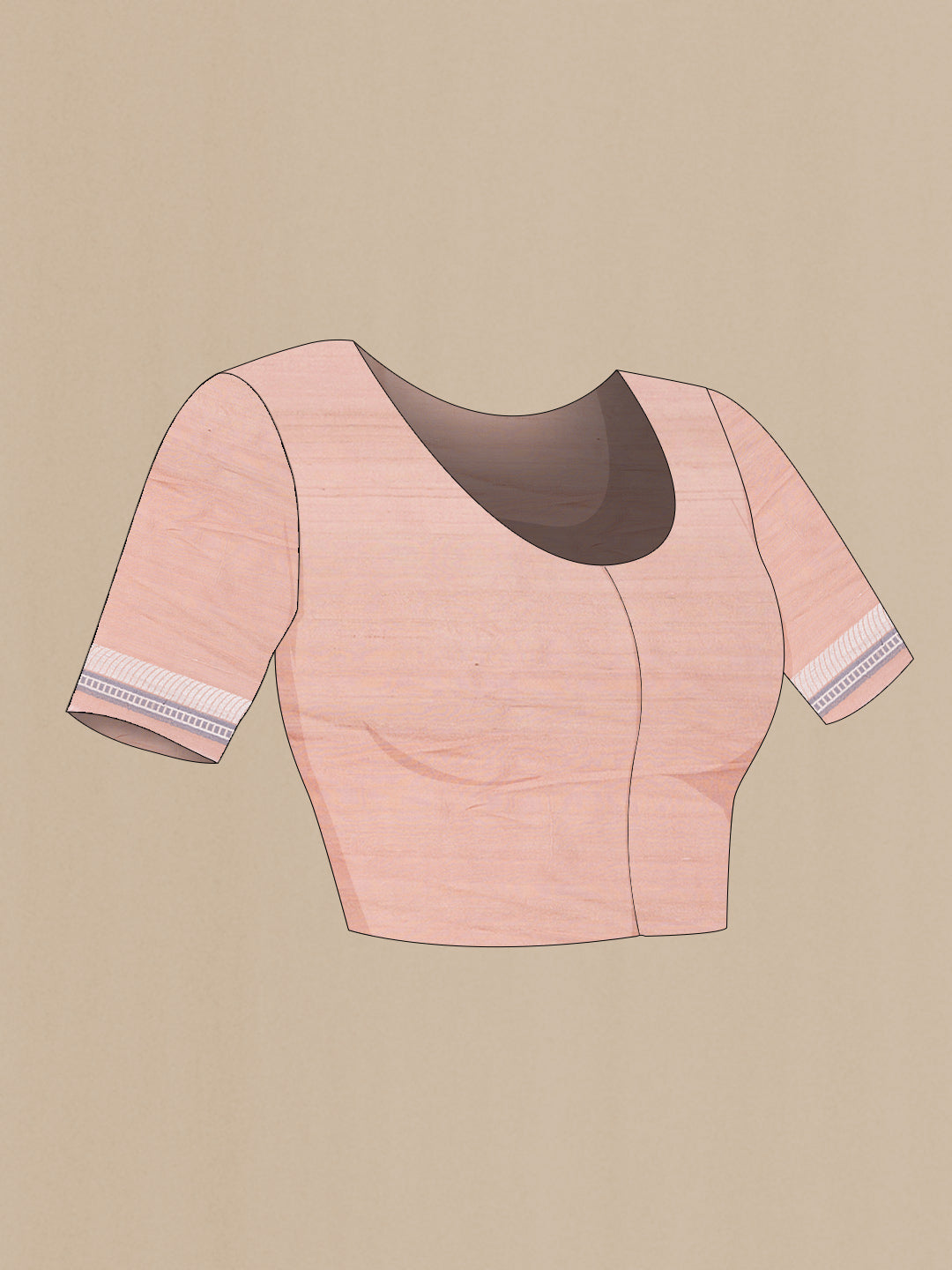 Close up image of the blouse of Pink Dual Tone Tussar Silk Saree with Zari And Thread Butta on the body and Zari Border