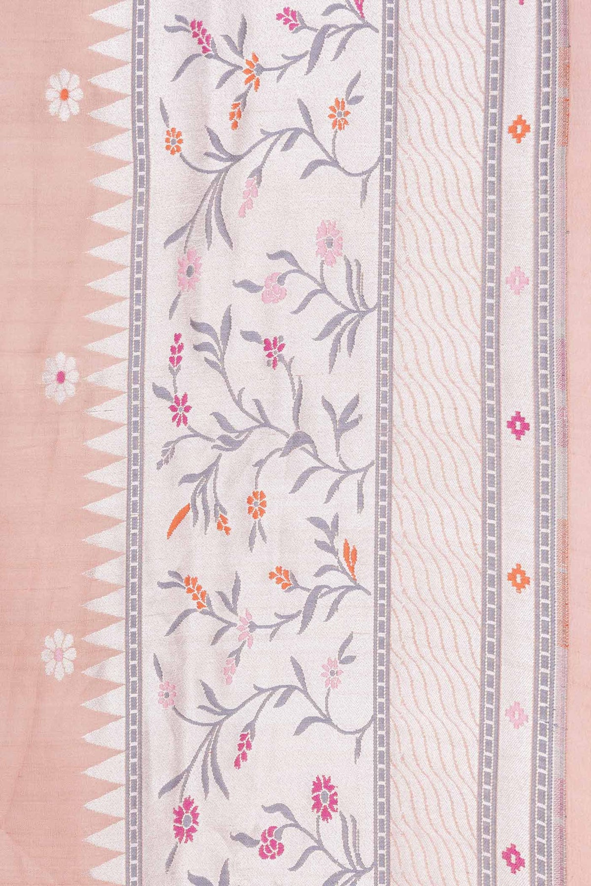 Border image of Pink Dual Tone Tussar Silk Saree with Zari And Thread Butta on the body and Zari Border