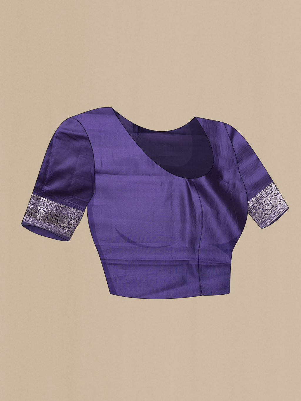 Close up image of the blouse of Pink Dual Tone Tussar Silk Saree with Zari Butta on the body and Zari Border. 