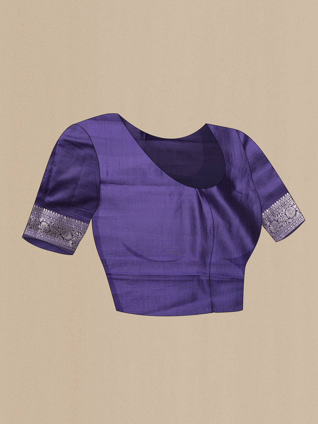 Close up image of the blouse of Pink Dual Tone Tussar Silk Saree with Zari Butta on the body and Zari Border. 