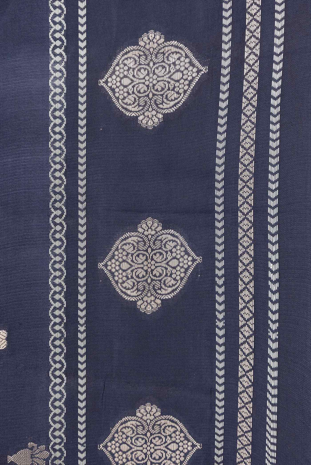 Border image of Navy Blue Banarasi Raw Silk Saree with Zari Butta on the body and Zari Border