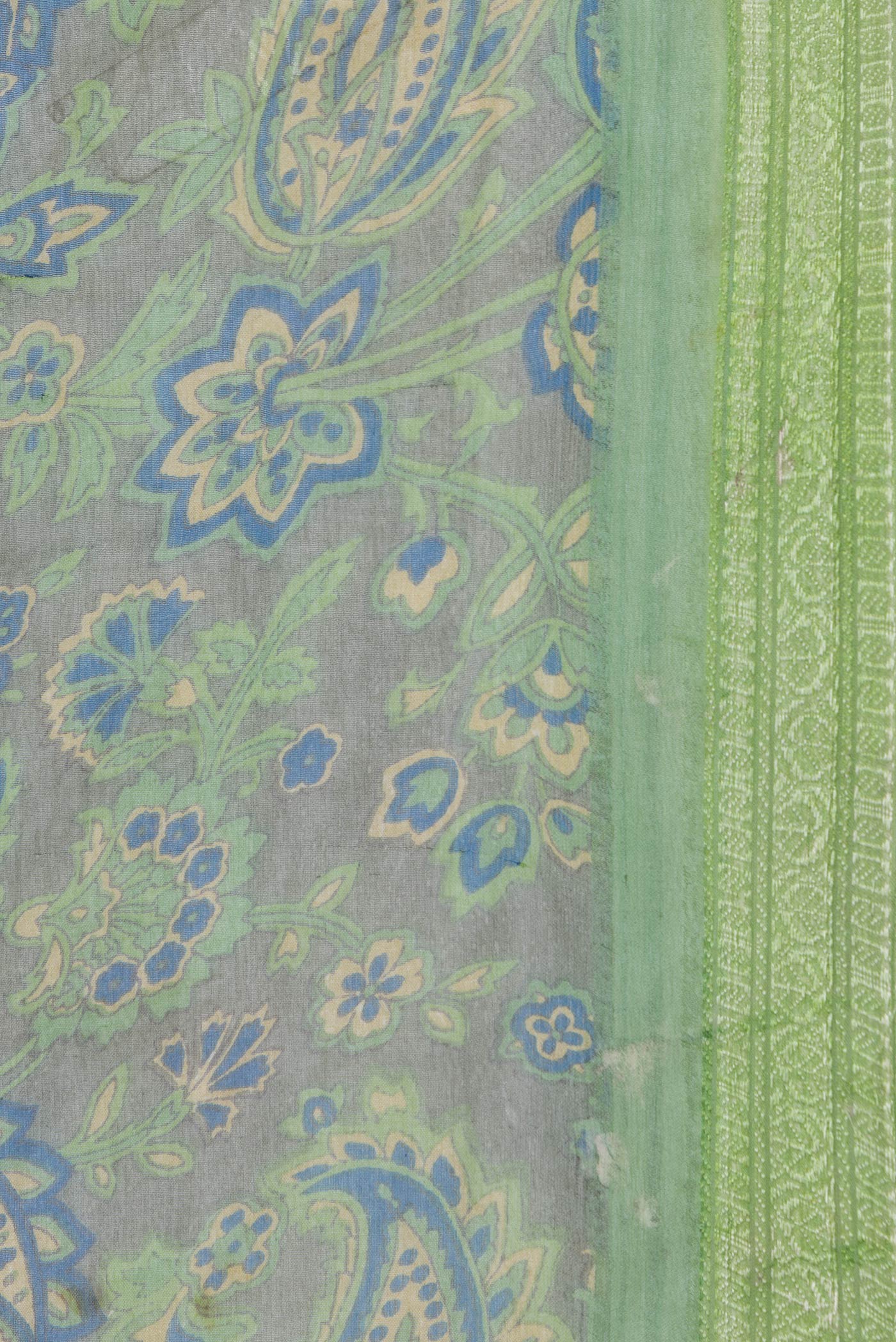 Border image of Light Green Dual Tone Mysore Chiffon Saree with Printed design on the body and Printed Border. 