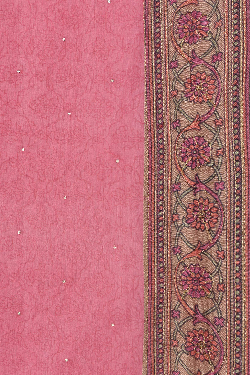 Border image of Pink Dual Tone Mysore Chiffon Saree with Embroidery on the body and Embroidery Border. 