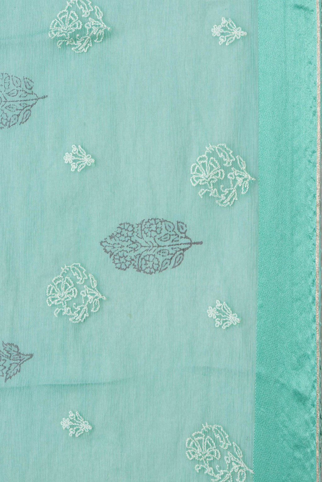 Border image of Sea Green Dual Tone Mysore Chiffon Saree with Embroidery on the body and Embroidery Border. 