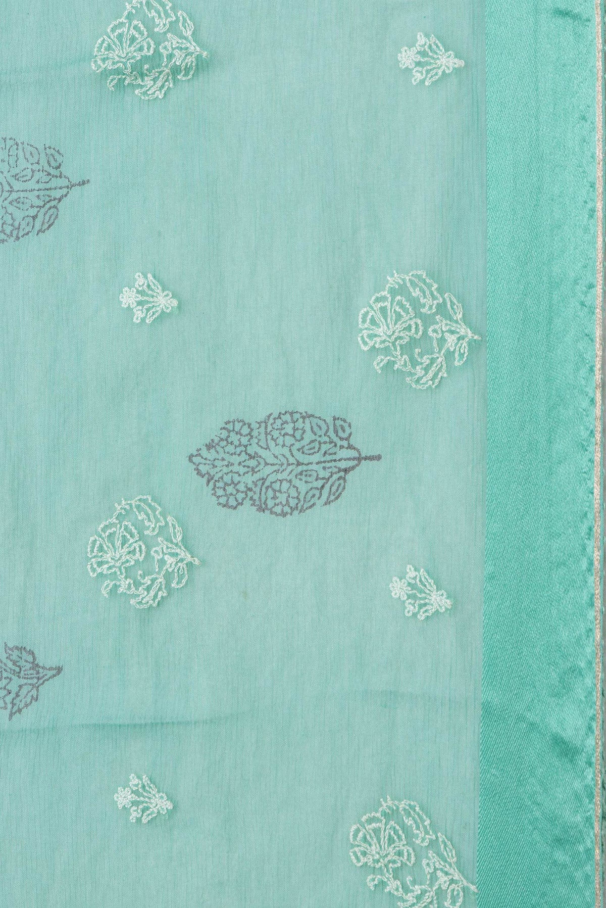 Border image of Sea Green Dual Tone Mysore Chiffon Saree with Embroidery on the body and Embroidery Border. 