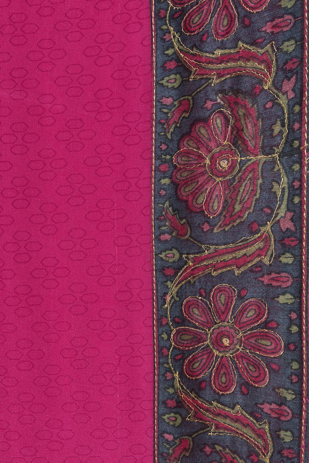 Border image of Pink Dual Tone Mysore Chiffon Saree with Printed design on the body and Embroidery Border. 