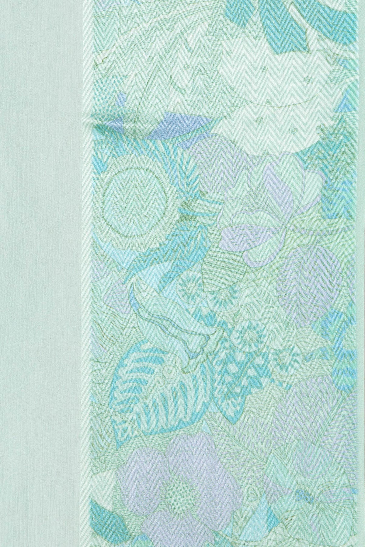 Border image of Sea Green Dual Tone Mysore Chiffon Saree with Plain Body and Thread Border. 