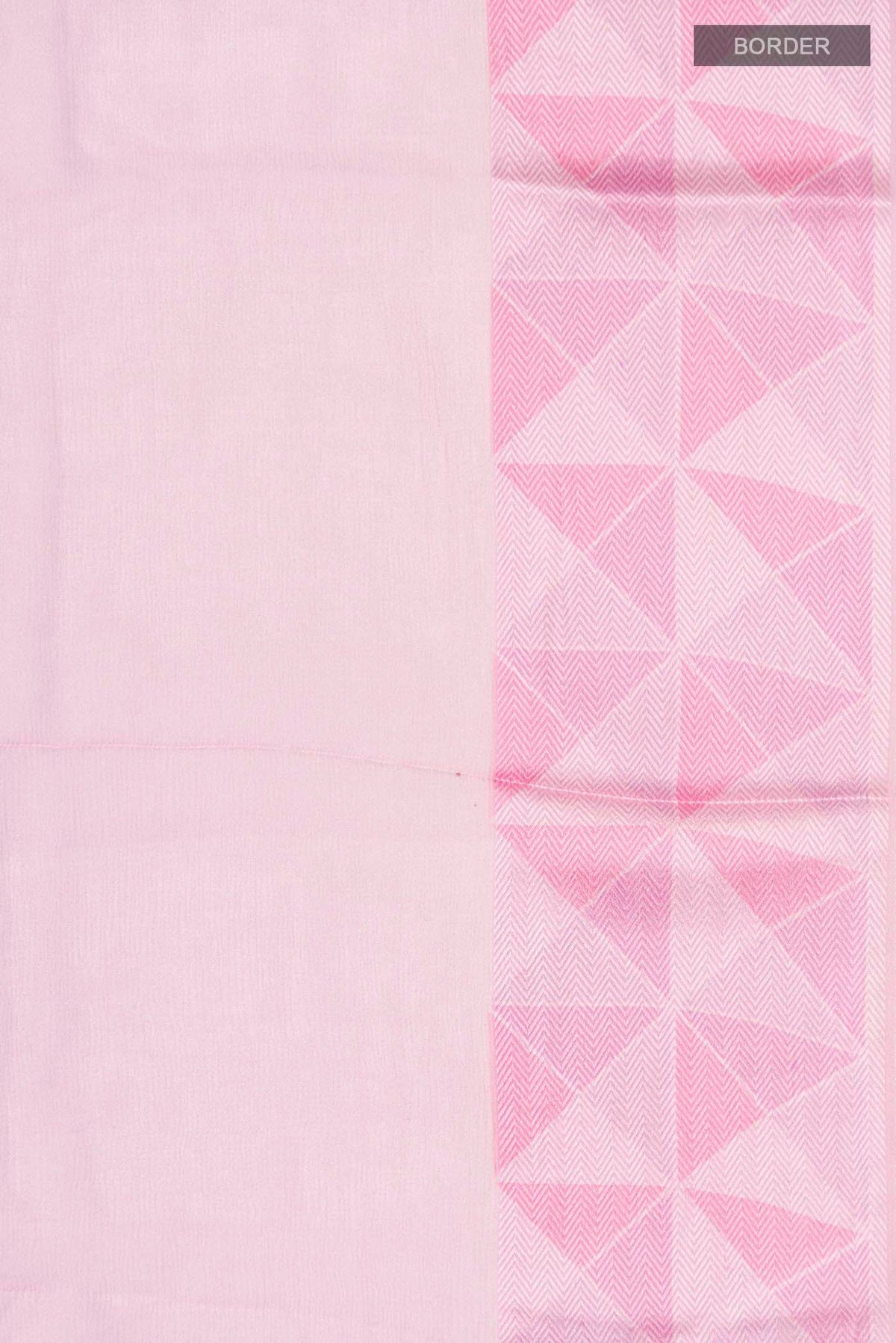 Border image of Rose pink Mysore Chiffon Saree with Plain Body and Embroidery Border