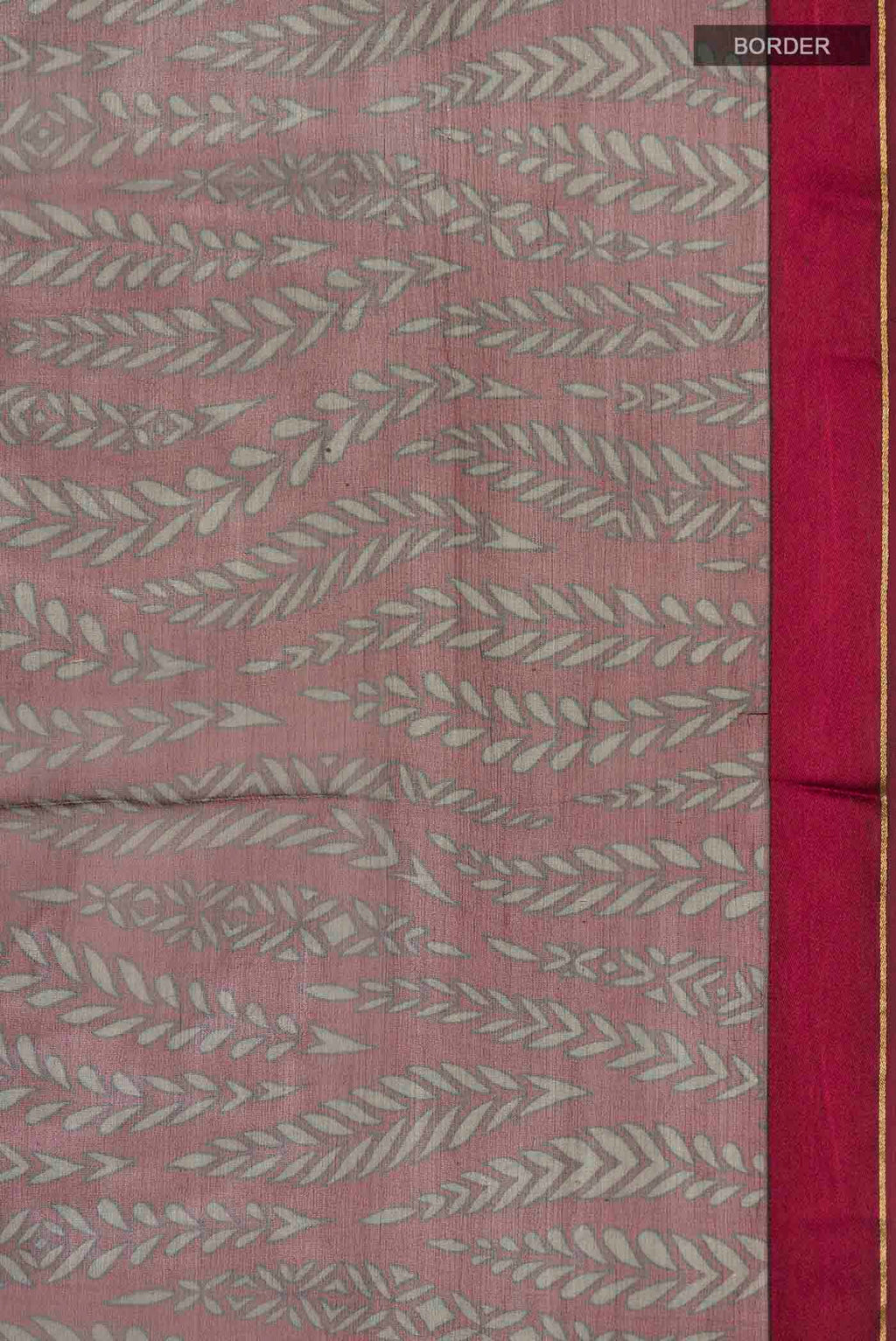 Border image of Maroon Mysore Chiffon Saree with Printed design on the body and Plain Border